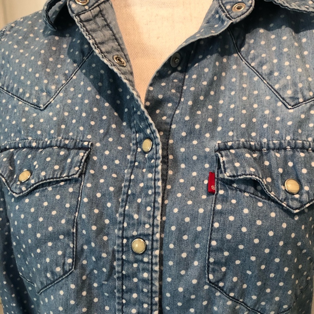 Polka Dot Chambray Button Down - image 2